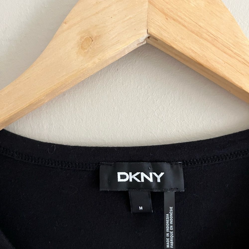 DKNY logo black cotton stretch t-shirt dress - Picture 3 of 7